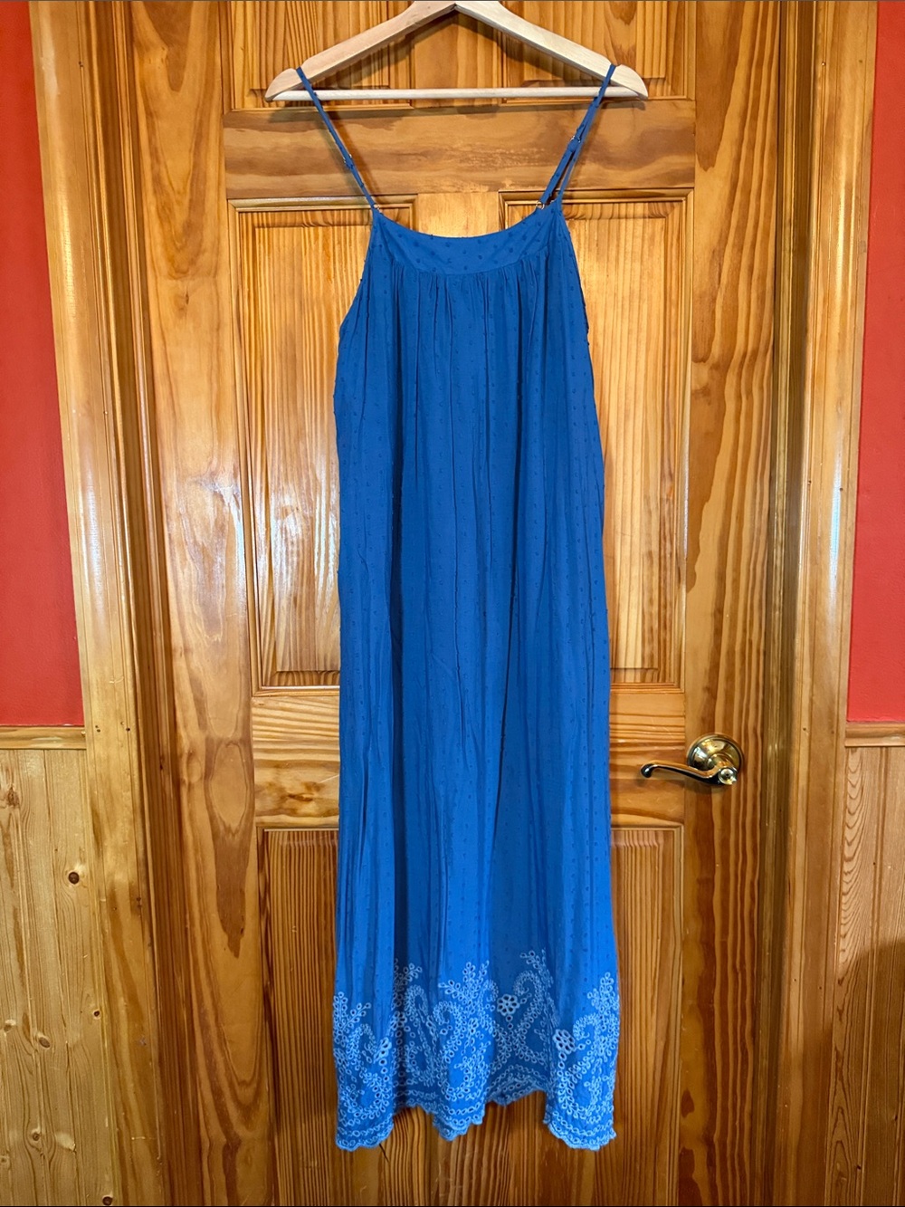 En Creme Royal Blue Spaghetti-Strap Maxi Dress